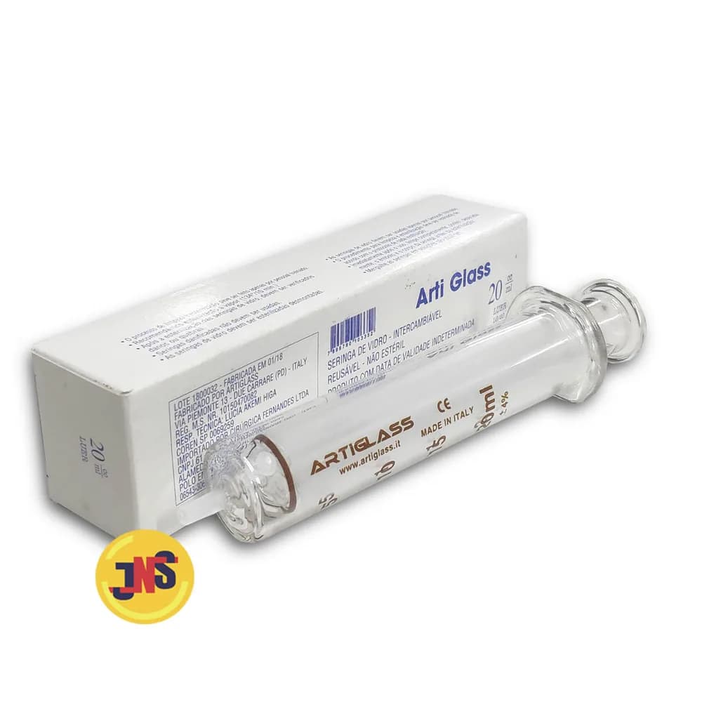 Seringa de Vidro 20ml Bico Liso