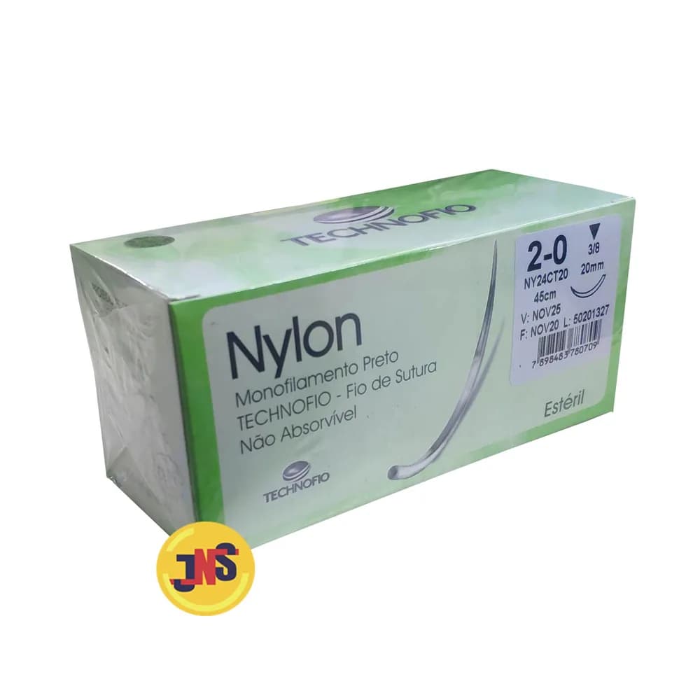 Fio de Sutura Nylon 2-0 com Agulha