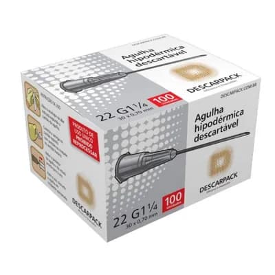 Agulha Hipodérmica Descartável 30 x 07 22G