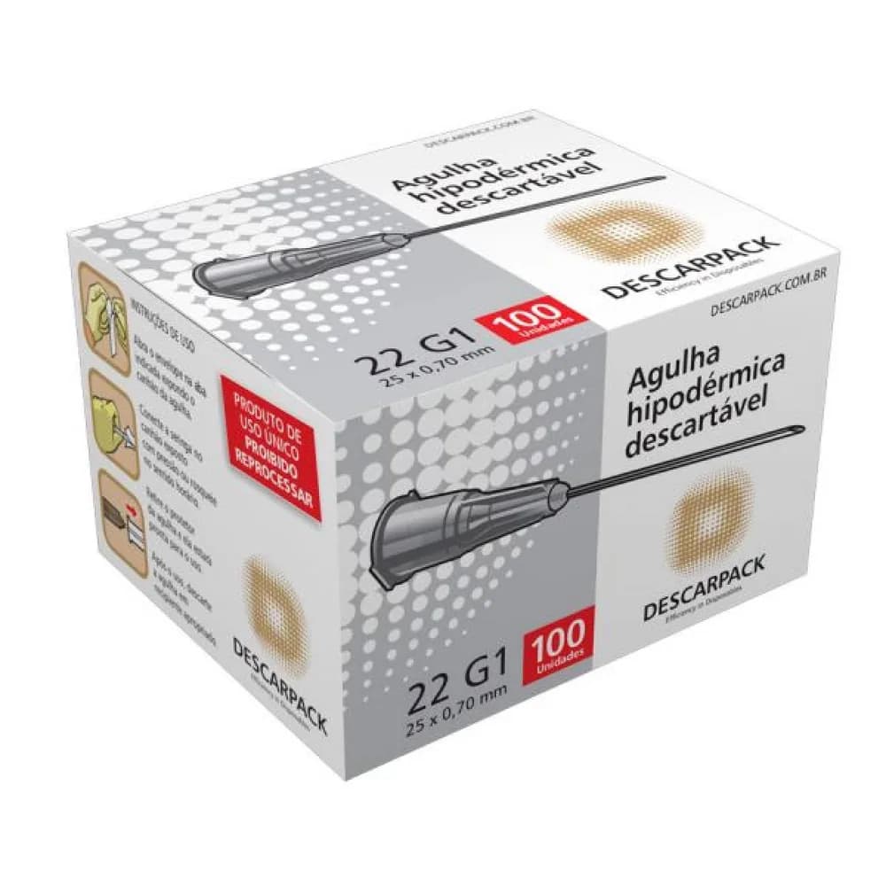 Agulhas Descartáveis 25 x 07 22G