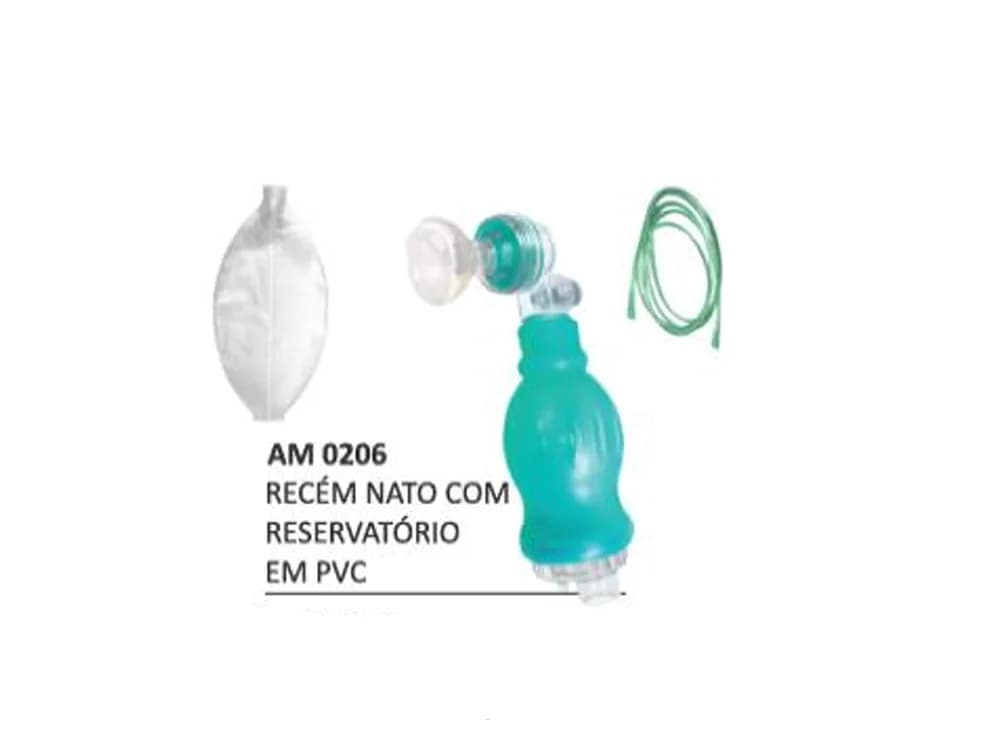 Reanimador Manual Silicone com Reservatório em PVC e Máscara Silicone Nº 1 – Recém-Nascido