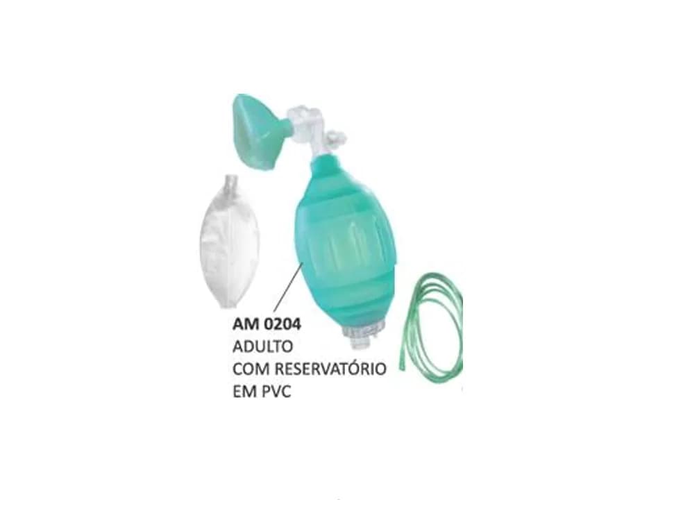 Reanimador Manual Silicone com Reservatório PVC e Máscara VNI Silicone N5 – Adulto