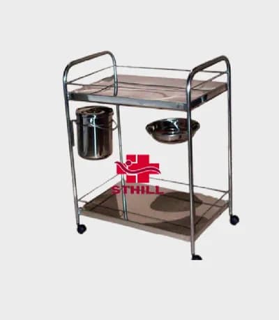 Carro curativo inox com balde e bacia