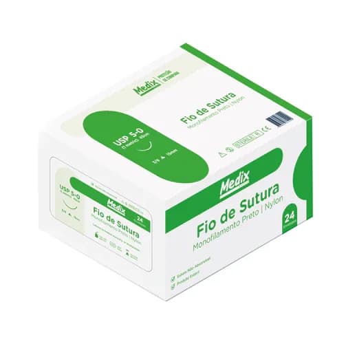 Fio de Sutura Não Absorvível Nylon Preto