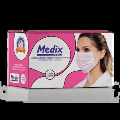 Máscara Tripla Descartável Com Filtro (BFE) Rosa