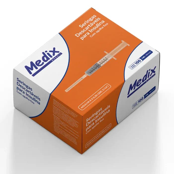 Seringa de Insulina 1ml 100UI com Agulha Fixa