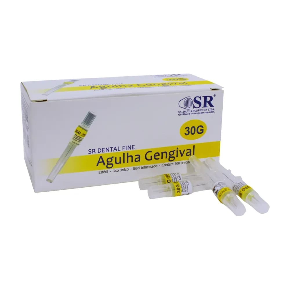 AGULHA GENGIVAL CURTA ESTÉRIL 30G 0,30X22MM 100UN SR DENTAL-FINE