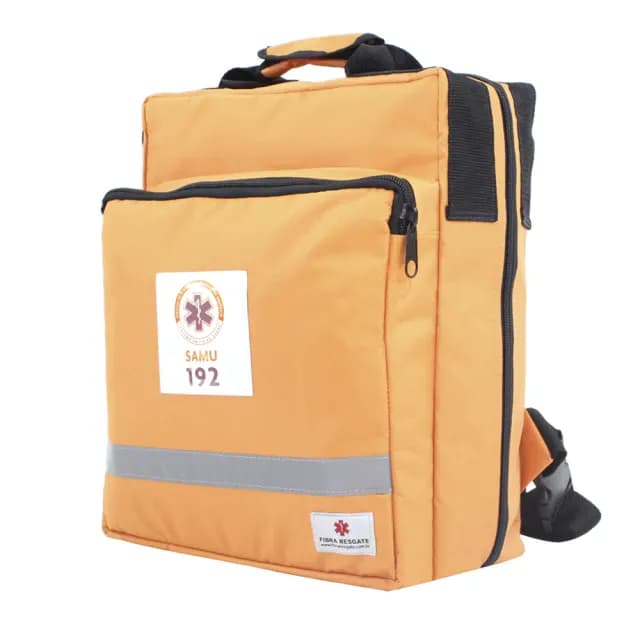 Bolsa Mochila 715 SAMU Laranja com Faixas Refletivas