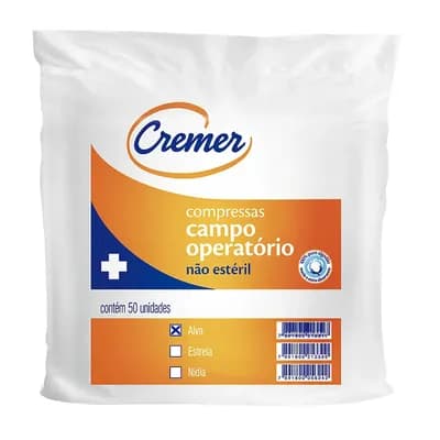 COMPRESSA CAMPO OPERATÓRIO ALVA FIO RADIOPACO 45CMX50CM 50UN CREMER