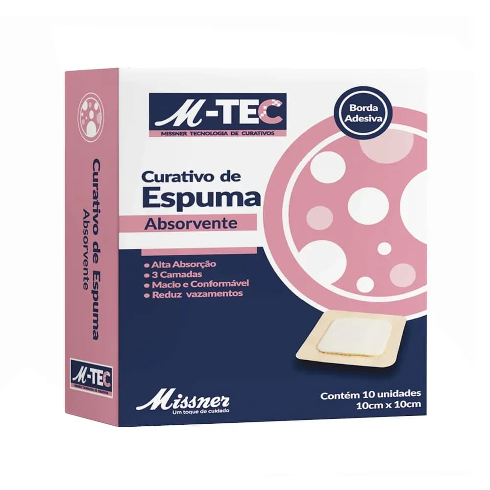 CURATIVO DE ESPUMA ABSORVENTE COM BORDA 1UN M-TEC MISSNER