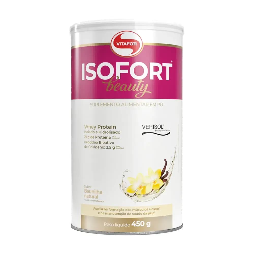 WHEY PROTEIN ISOLADO E HIDROLISADO SABOR BAUNILHA 450G ISOFORT BEAUTY VITAFOR