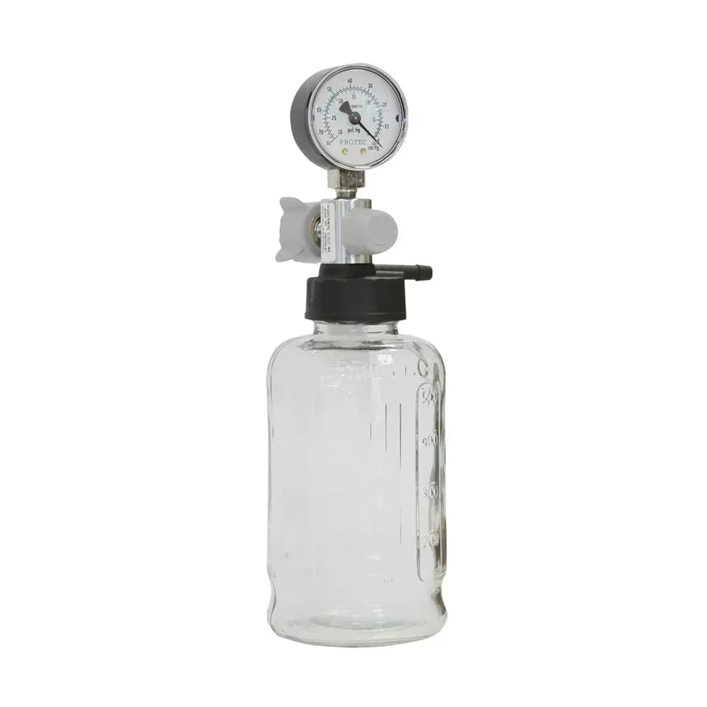 ASPIRADOR DE REDE VACUÔMETRO STANDARD EM VIDRO 500ML PROTEC