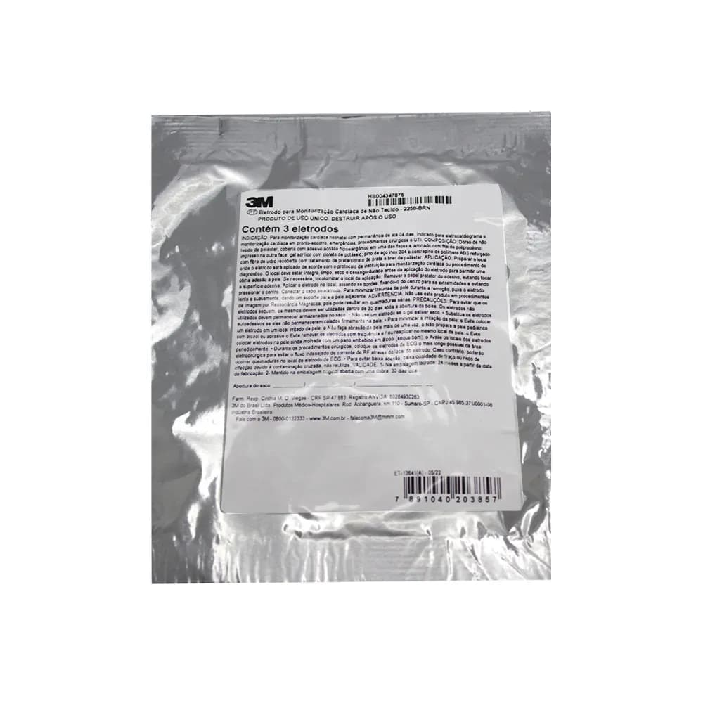 ELETRODO DESCART ECG HIPOALERGÊNICO NEONATAL 2258 3UN 3M
