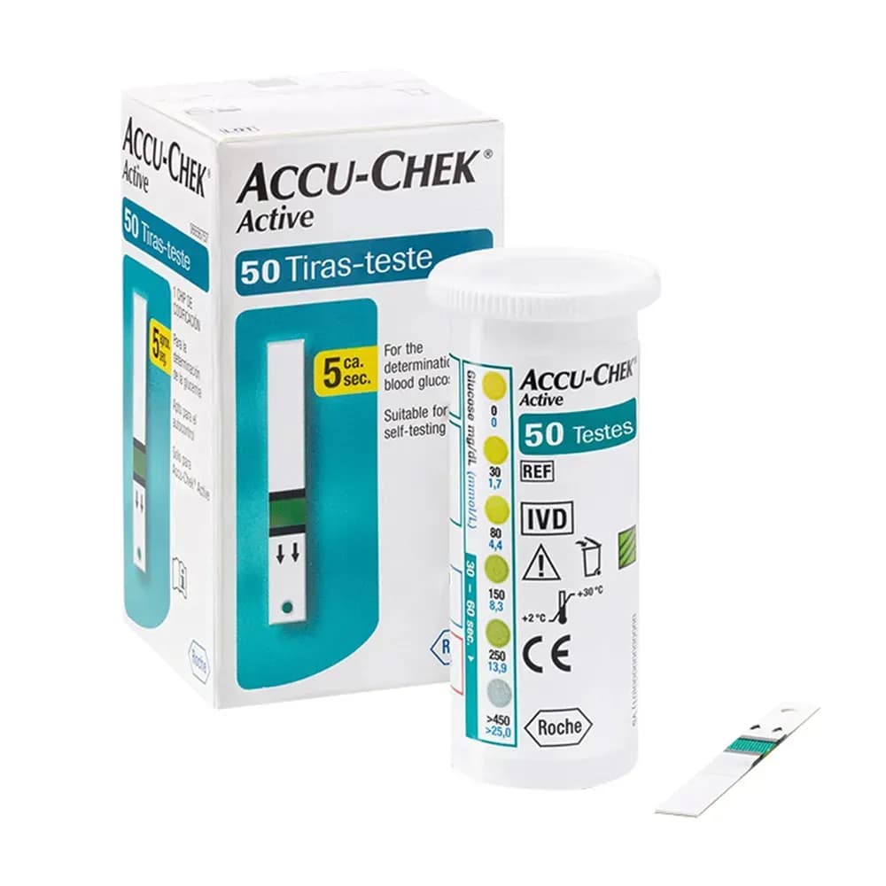 TESTE GLICOSE TIRAS MEDIÇÃO DE GLICOSE 50UN ACCU-CHEK ACTIVE