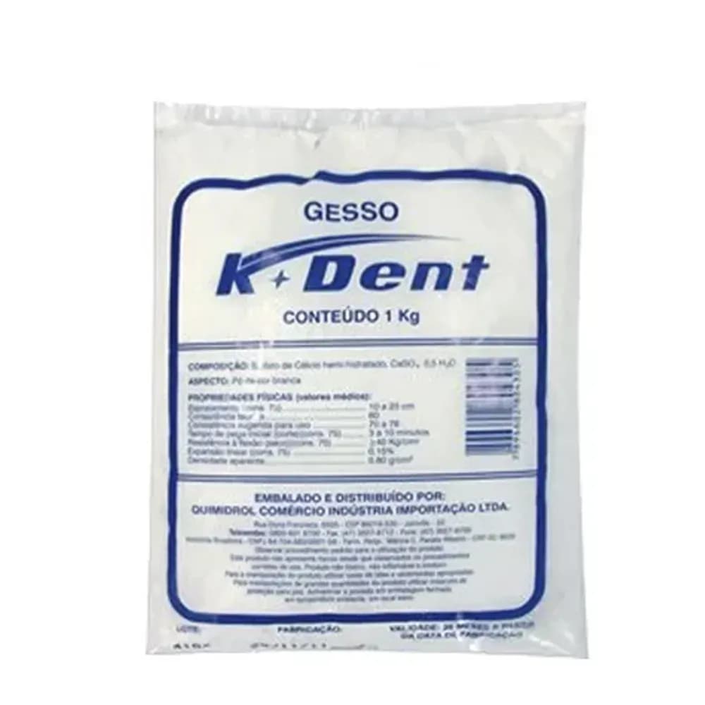 GESSO ODONTOLÓGICO COMUM EM PÓ BRANCO TIPO 2 1KG KDENT