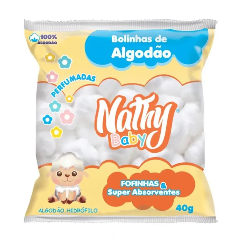 ALGODÃO BOLINHAS PERFUMADAS SUPER ABSORVENTE 40G NATHY BABY