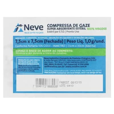 COMPRESSA GAZE 13F VISCOSE CROCHE EST 7,5X7,5 C/05UN NEVE