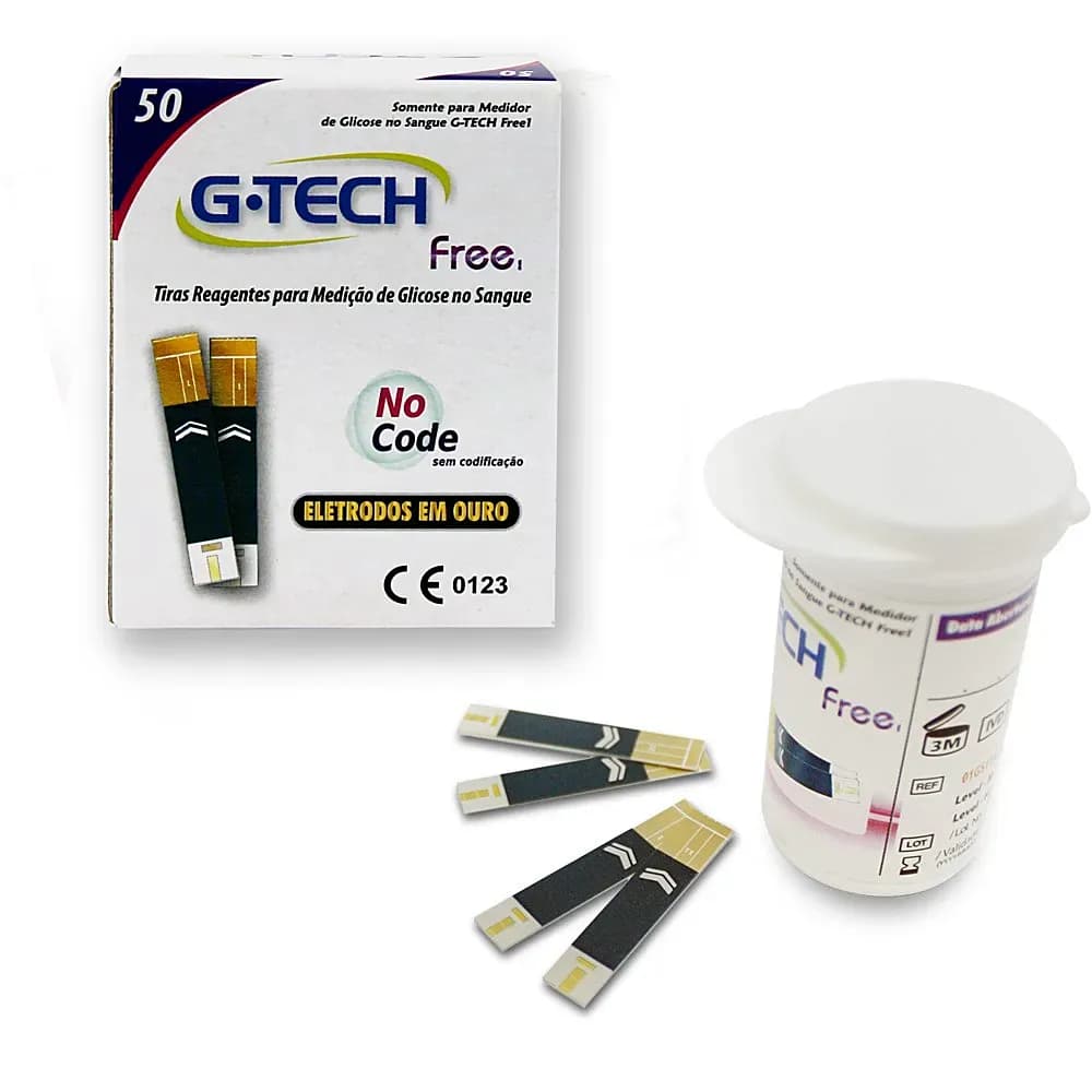 TESTE GLICOSE TIRAS REAGENTES MEDIÇÃO GLICOSE C/50UN G-TECH