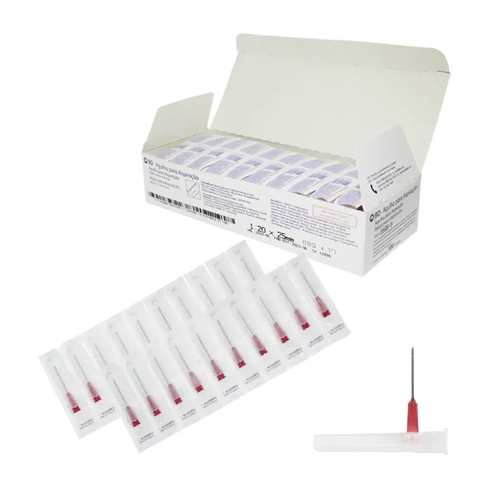 AGULHA PARA ASPIRAÇÃO PONTA ROMBA 1,20X25MM 18GX1 100UN BD