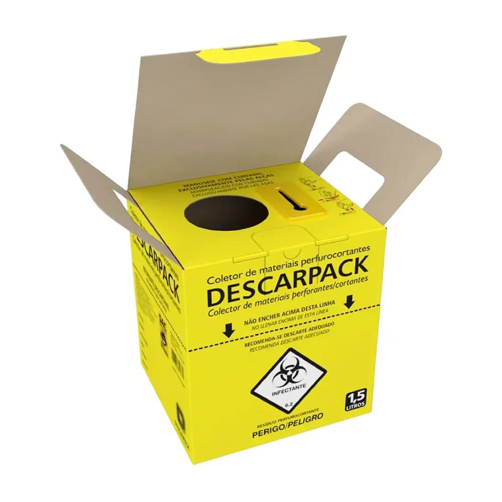COLETOR DE MATERIAL PERFUROCORTANTE DESCONECTOR DE AGULHA 1,5L DESCARPACK