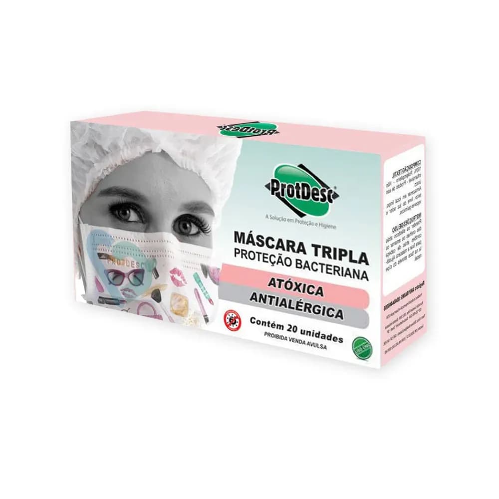 MÁSCARA TRIPLA FASHION C/ ELÁSTICO C/20 PROTDESC