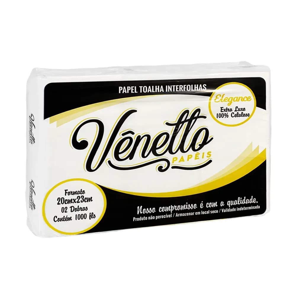 PAPEL TOALHA INTERFOLHA CELULOSE 20X23CM 1000 FOLHAS VÊNETTO