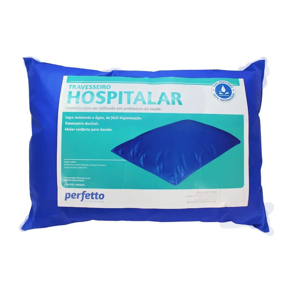 TRAVESSEIRO CLÍNICO HOSPITALAR IMPERMEÁVEL 70X50CM PERFETTO