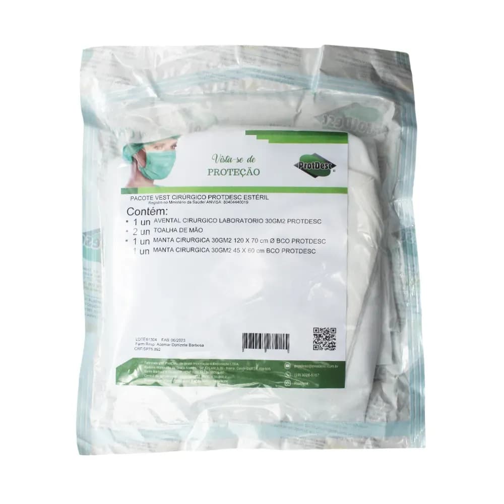 KIT CAMPO CIRÚRGICO COM AVENTAL DESCARTÁVEL BRANCA PROTDESC