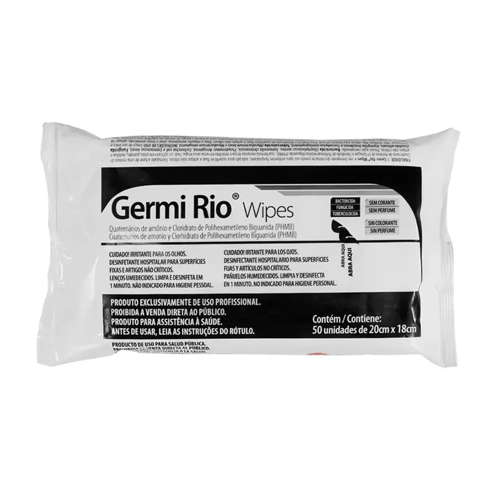 LENÇO DESINFETANTE HOSP 20X18CM C/50UN GERMI RIO RIOQUÍMICA