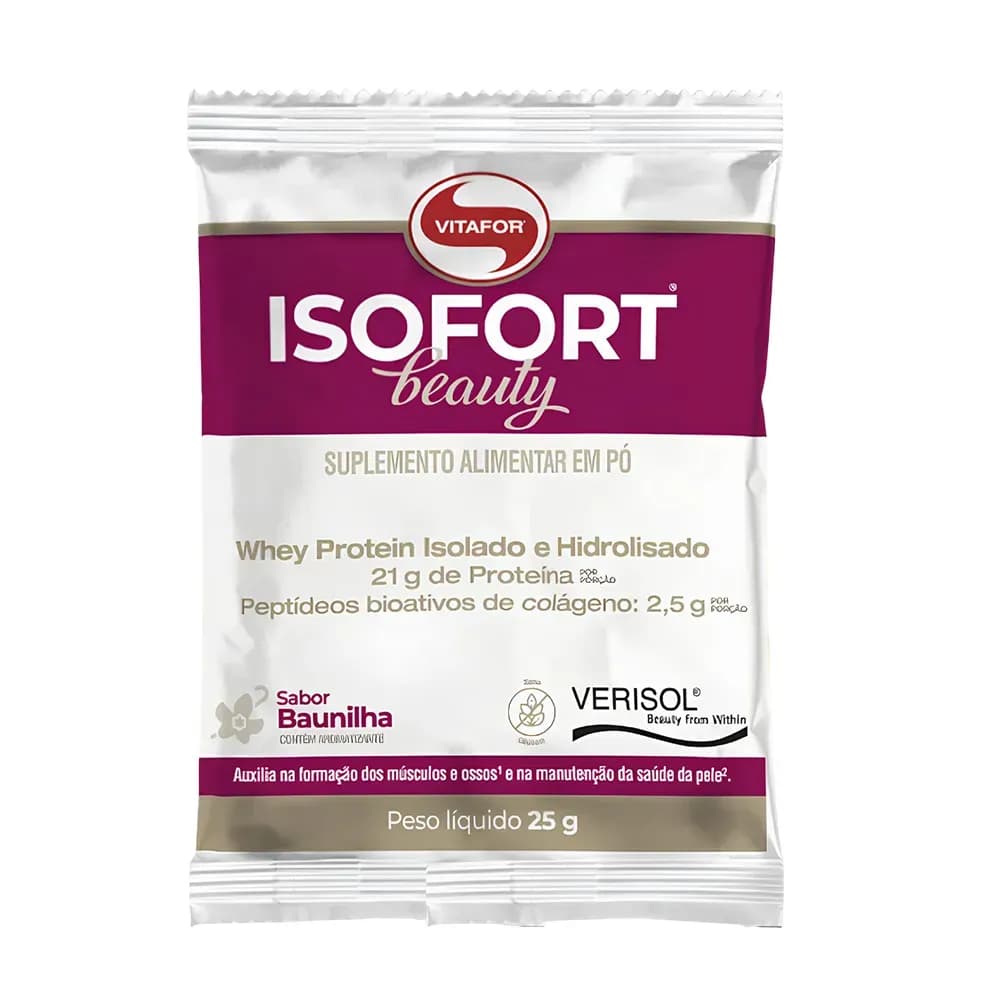 WHEY PROTEIN ISOLADO SABOR BAUNILHA SACHÊ 25G ISOFORT BEAUTY VITAFOR