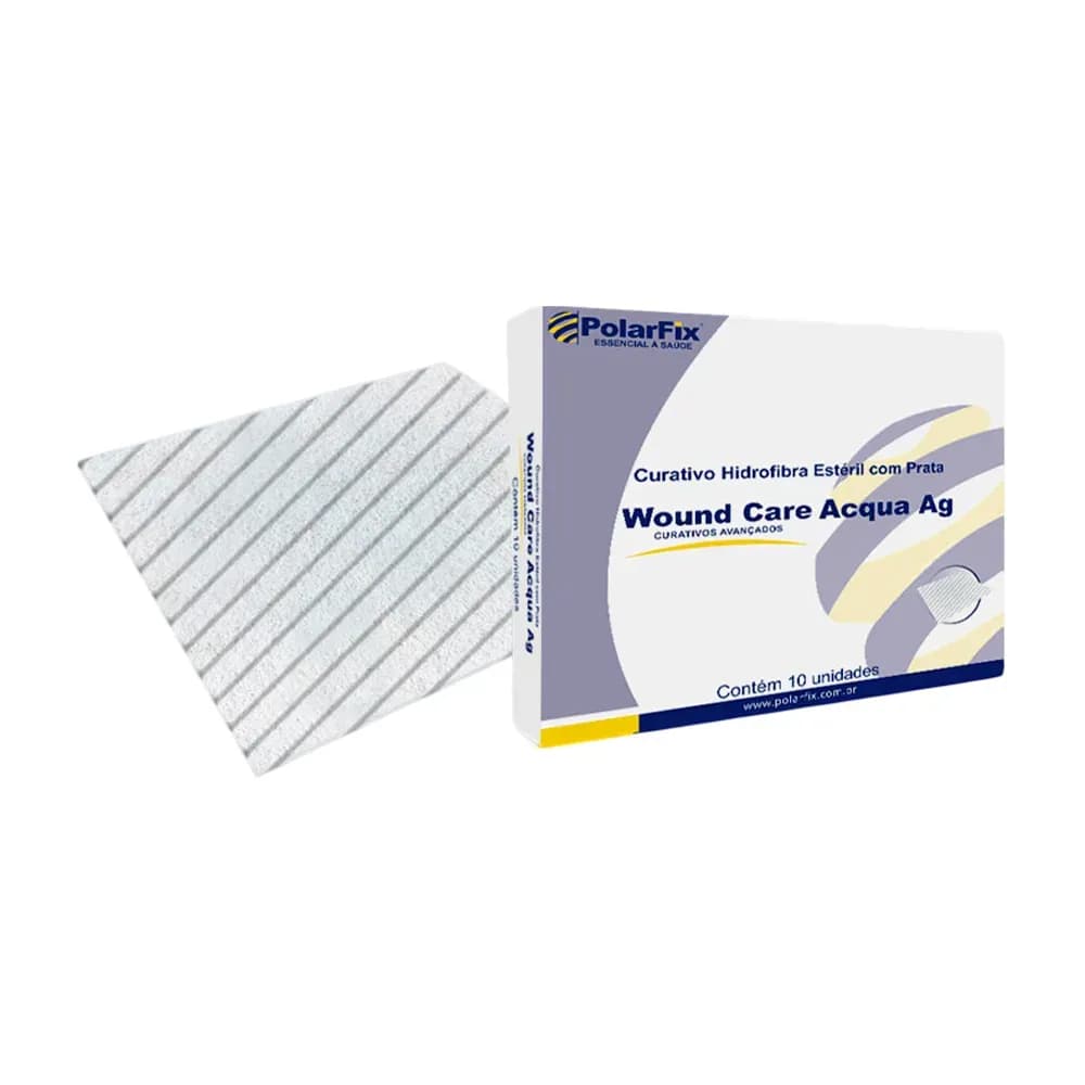 CURATIVO HIDROFIBRA COM PRATA 10CMX10CM WOUND CARE AQUA AG POLARFIX