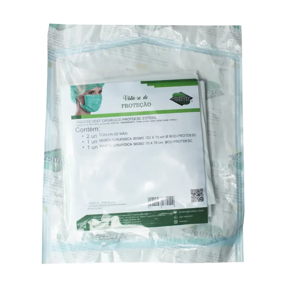 KIT CAMPO CIRÚRGICO COM TOALHA DESCARTÁVEL BRANCA PROTDESC