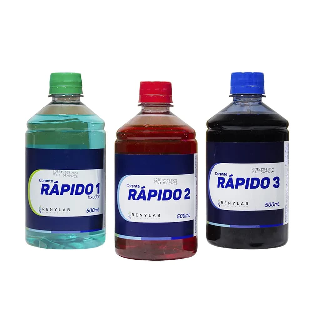 KIT CORANTE PAN-ÓPTICO COLORAÇÃO RÁPIDO 3UN 500ML RENYLAB