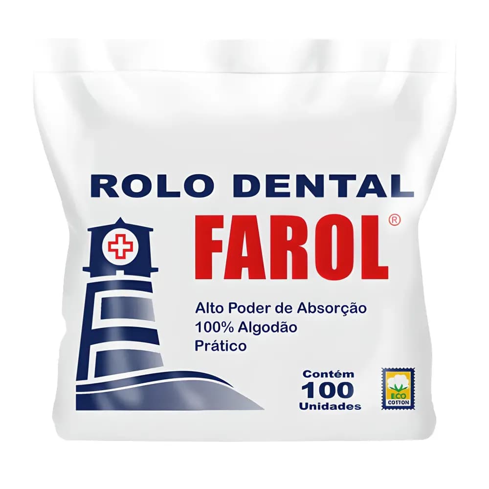 ROLO DENTAL EM ALGODÃO NÃO ESTÉRIL ALTA ABSORÇÃO 100UN FAROL