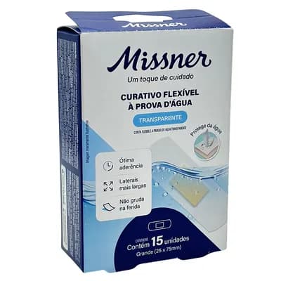 Curativo a Prova D'agua 2,5cm x 7,5cm C/15un - Missner