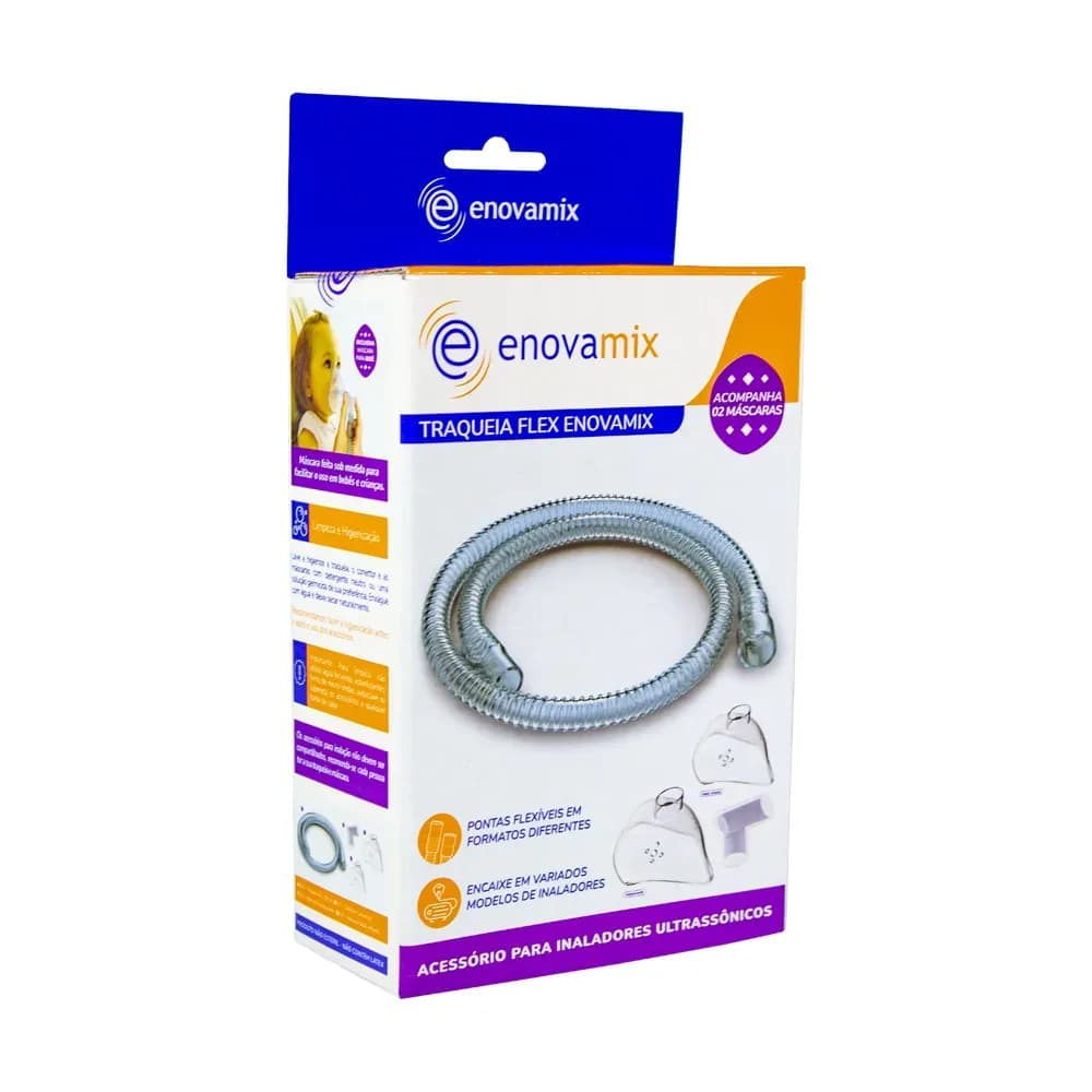TRAQUEIA E MÁSCARA PARA INALADOR NEBULIZADOR 110CM ENOVAMIX