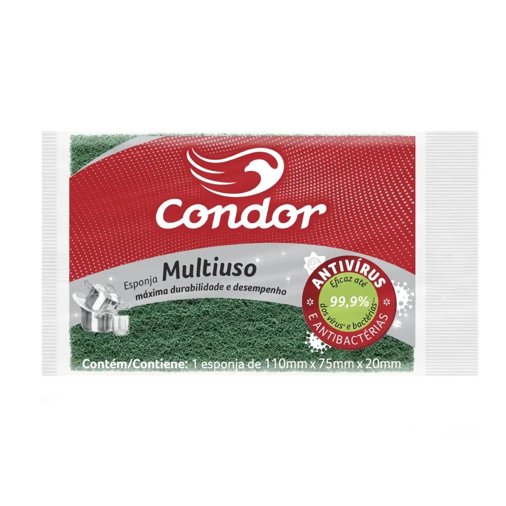 ESPONJA LIMPEZA DE COZINHA MULTIÚSO AMARELA 11X7CM CONDOR