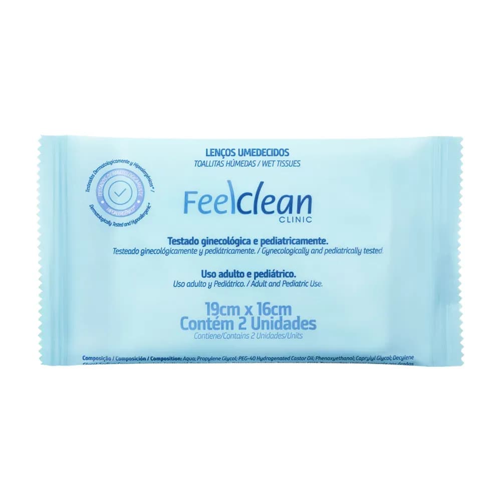 LENÇO UMEDECIDO ÍNTIMO 19X16CM 2UN CLINIC 2 FEELCLEAN