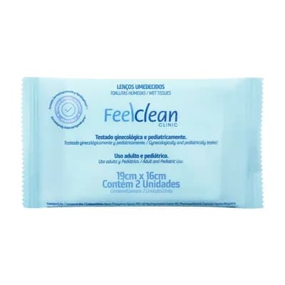 LENÇO UMEDECIDO ÍNTIMO 19X16CM 2UN CLINIC 2 FEELCLEAN