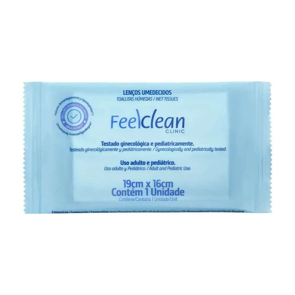 LENÇO UMEDECIDO ÍNTIMO 19X16CM C/1UN CLINIC FEELCLEAN
