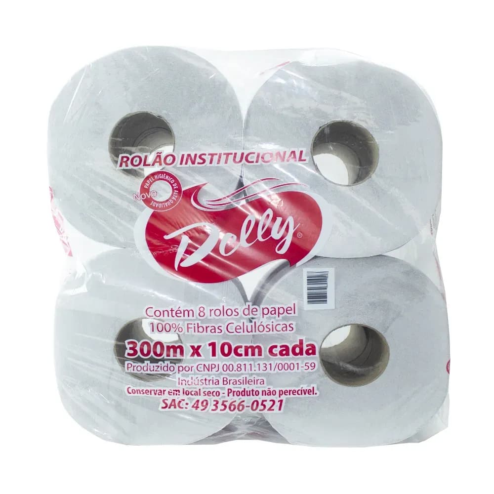PAPEL HIGIENICO ROLAO 10X300M C/8 ROLOS BRANCO DELLY GUAPEL