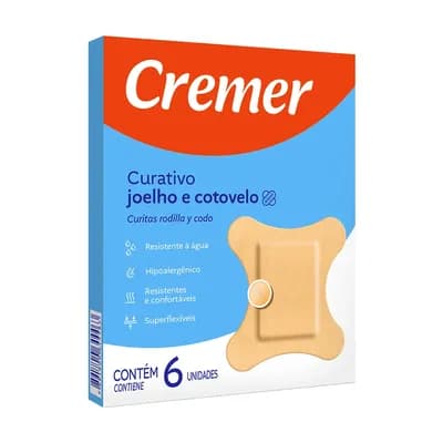 CURATIVO ADESIVO GRANDE JOELHO E COTOVELO 8X9CM 6UN CREMER