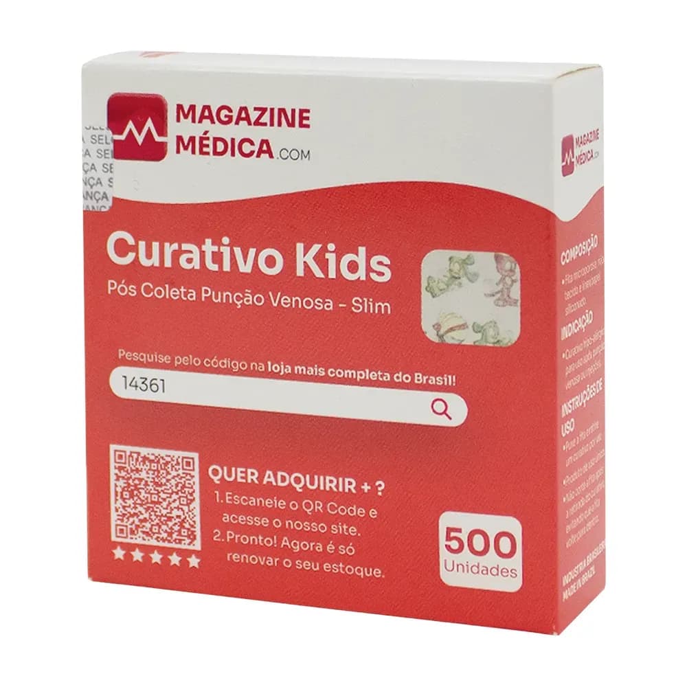 CURATIVO INFANTIL ADESIVO PÓS COLETA PUNÇÃO VENOSA SLIM 500UN