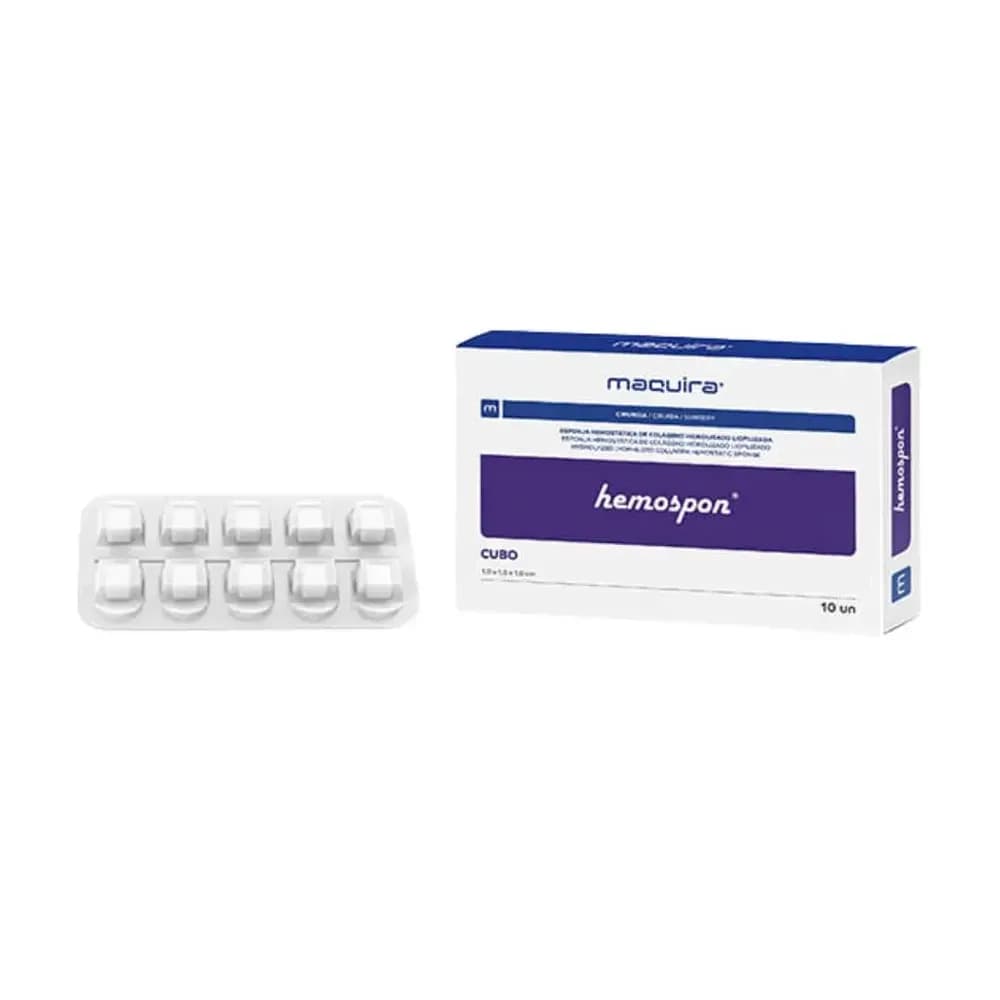 ESPONJA HEMOSTÁTICA DE COLÁGENO HEMOSPON 1CMX1CMX1CM 10UN MAQUIRA