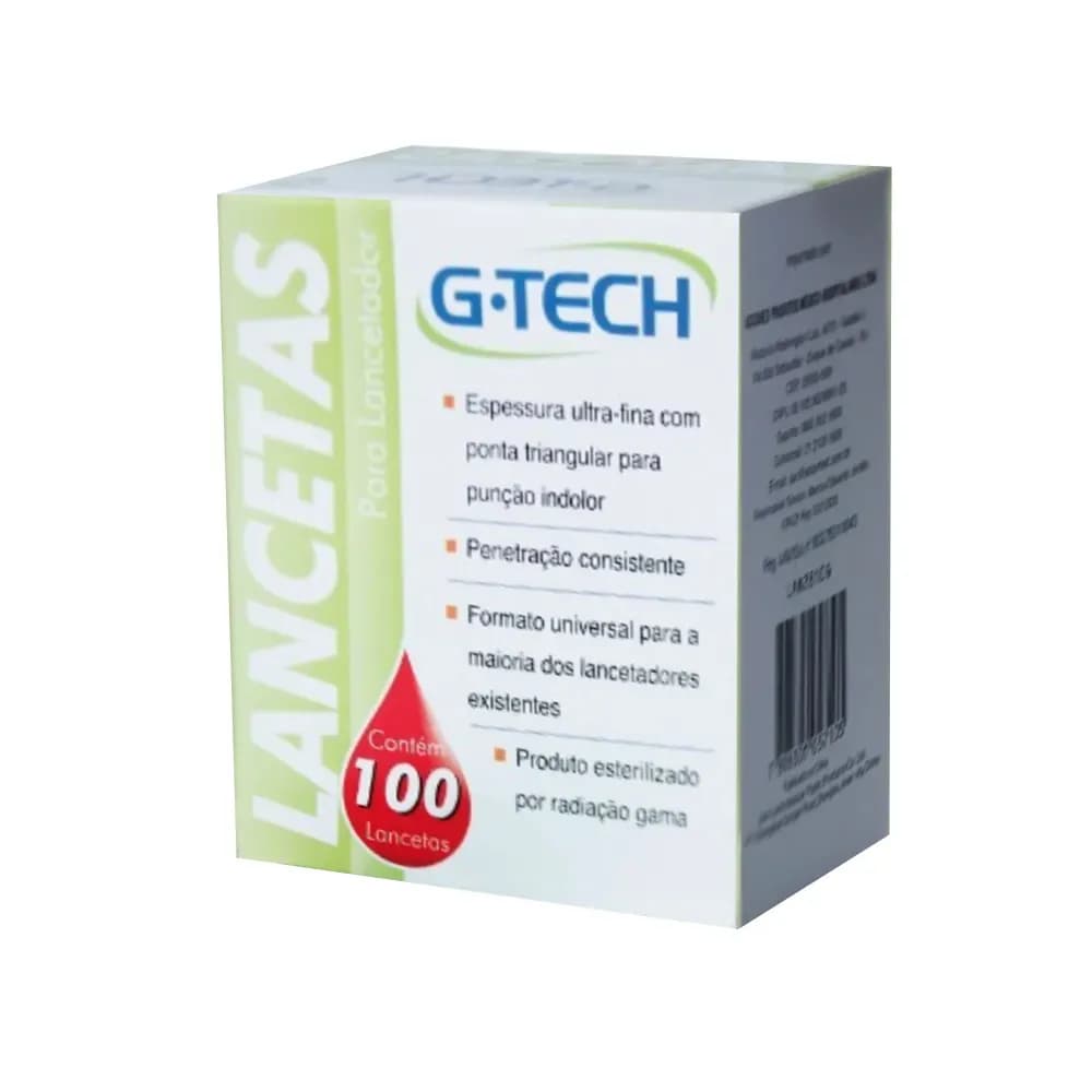 LANCETA PARA CANETA LANCETADORA 28G C/100UN G-TECH