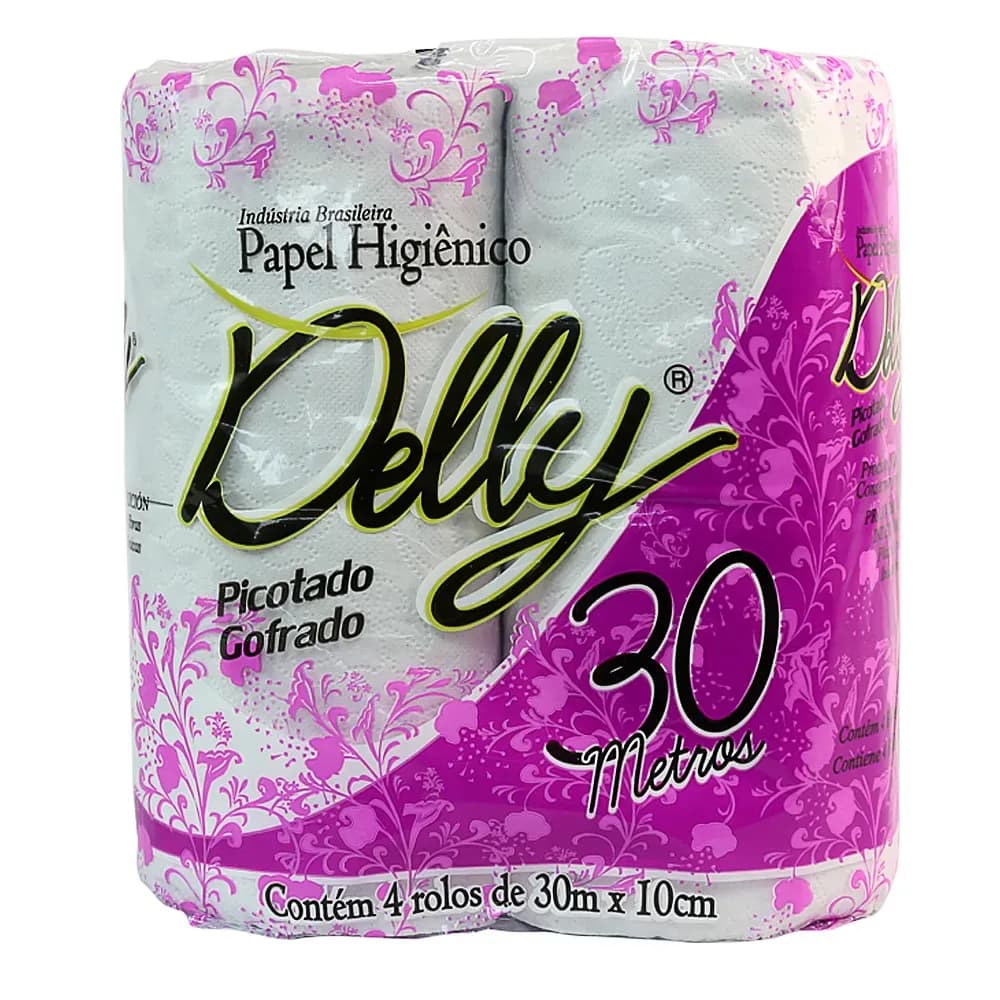 PAPEL HIGIENICO 30M C/4 ROLOS BRANCO DELLY GUAPEL