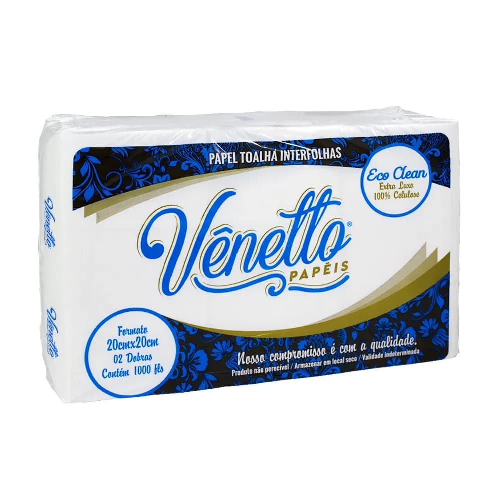PAPEL TOALHA INTERFOLHA ECO CLEAN 20X20CM 1000 FOLHAS VÊNETTO
