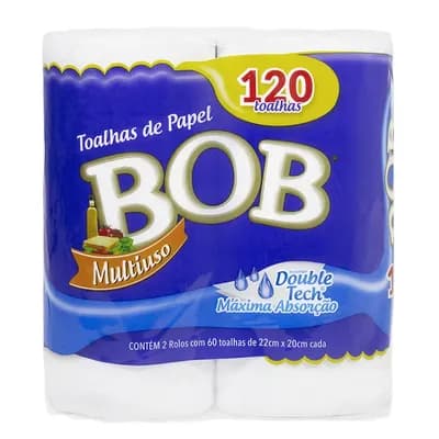 PAPEL TOALHA MULTIUSO 20X22CM PACOTE COM 2 ROLOS BOB