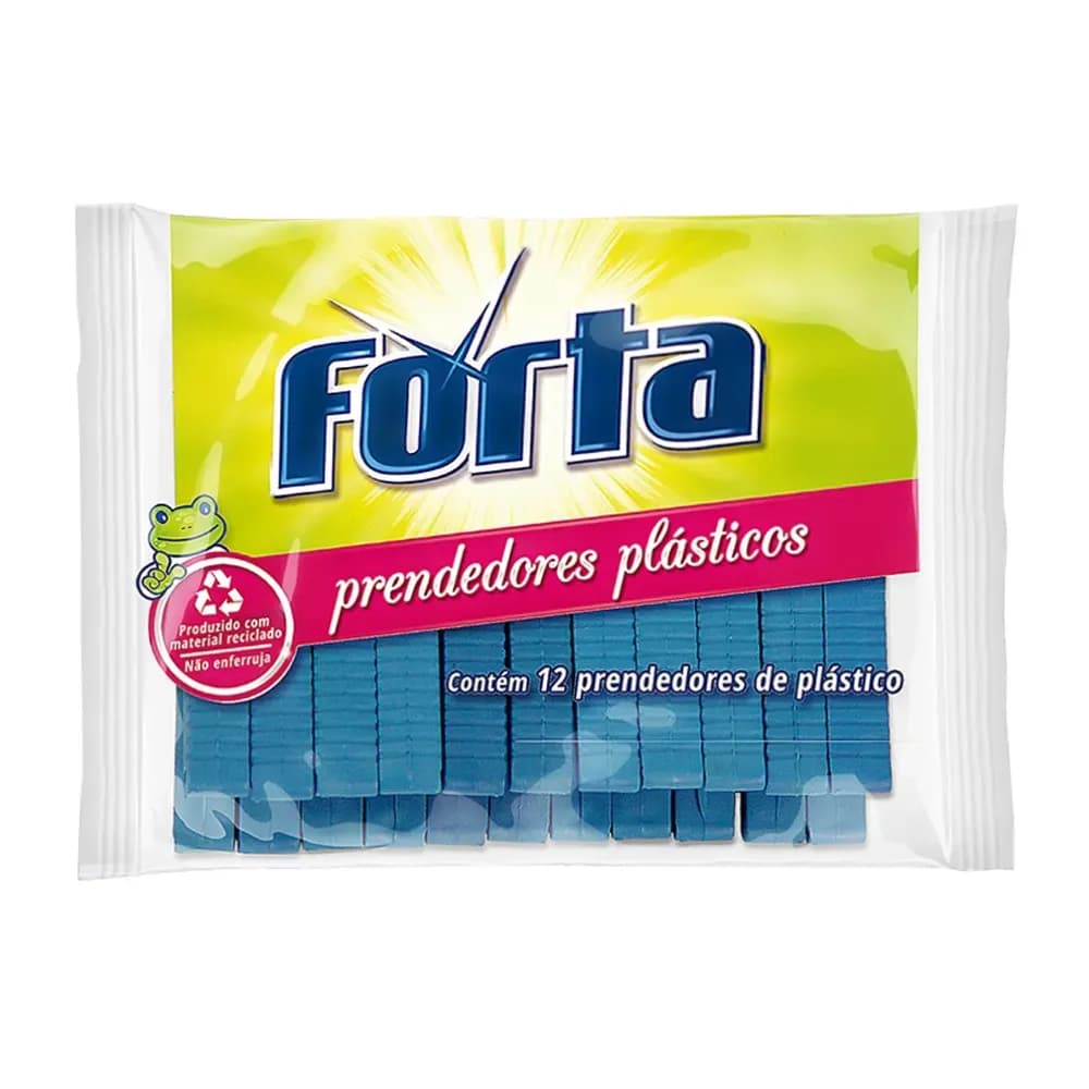 PRENDEDOR DE ROUPA PLÁSTICO 12 UNIDADES CORES SORTIDAS FORTA