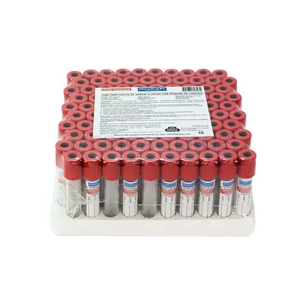 TUBO PARA COLETA DE SANGUE A VÁCUO C/ ATIVADOR 5ML100UN CRAL